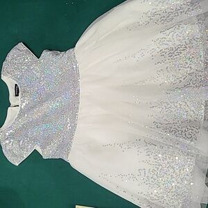 Zunie Silver Sequin Dress with Coordinating Tie